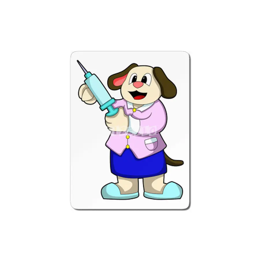 Dog as Doctor with Syringe MDF Tablo