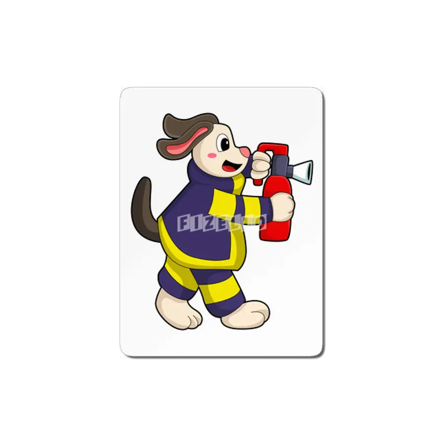 Dog as Firefighter with Fire extinguisher MDF Tablo