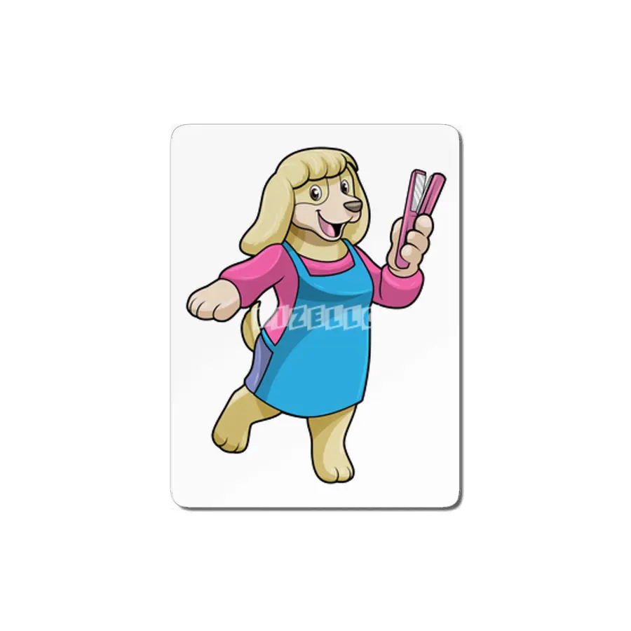 Dog as Hairdresser with Comb MDF Tablo