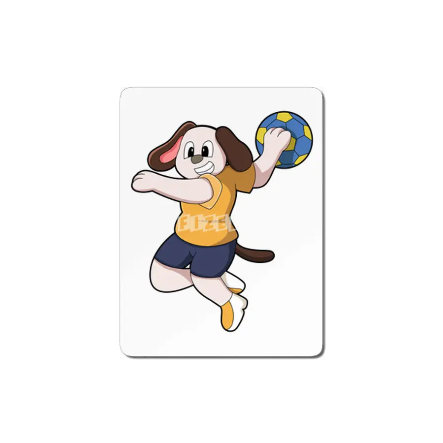 Dog as Handball player with Handball MDF Tablo