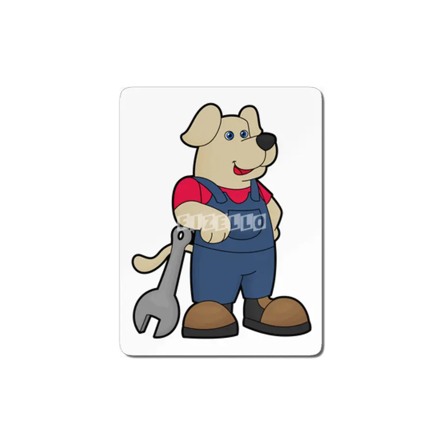 Dog as Mechanic with Wrench MDF Tablo