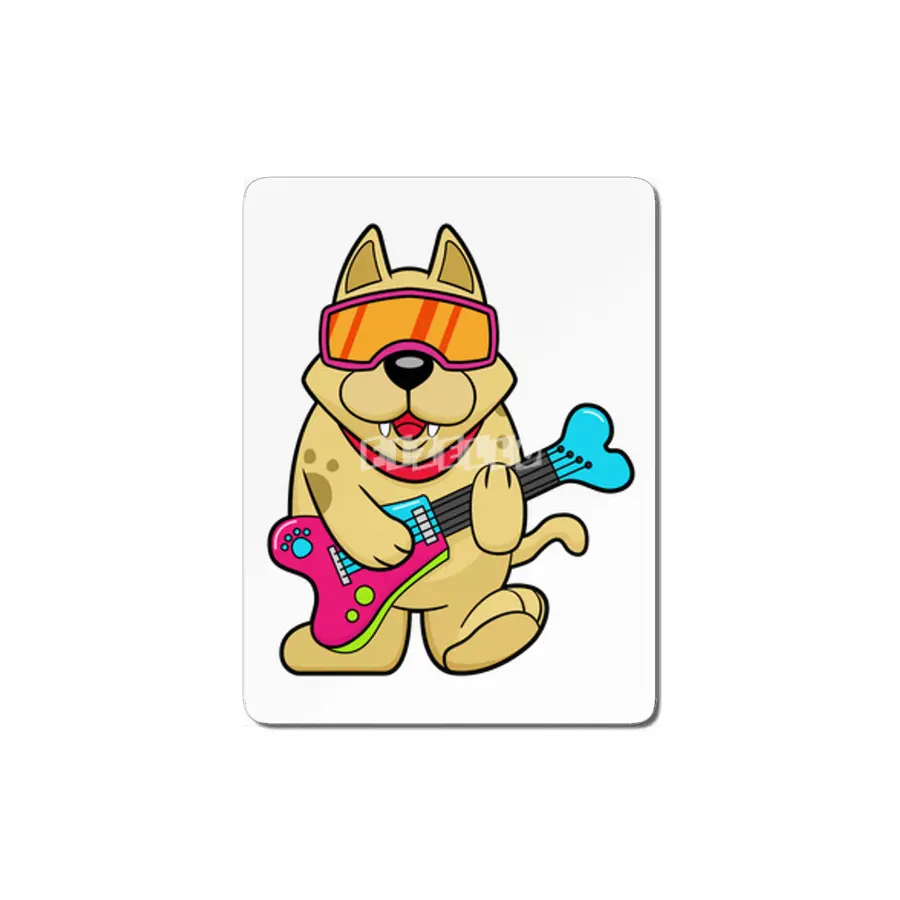 Dog as Musican with Guitar MDF Tablo