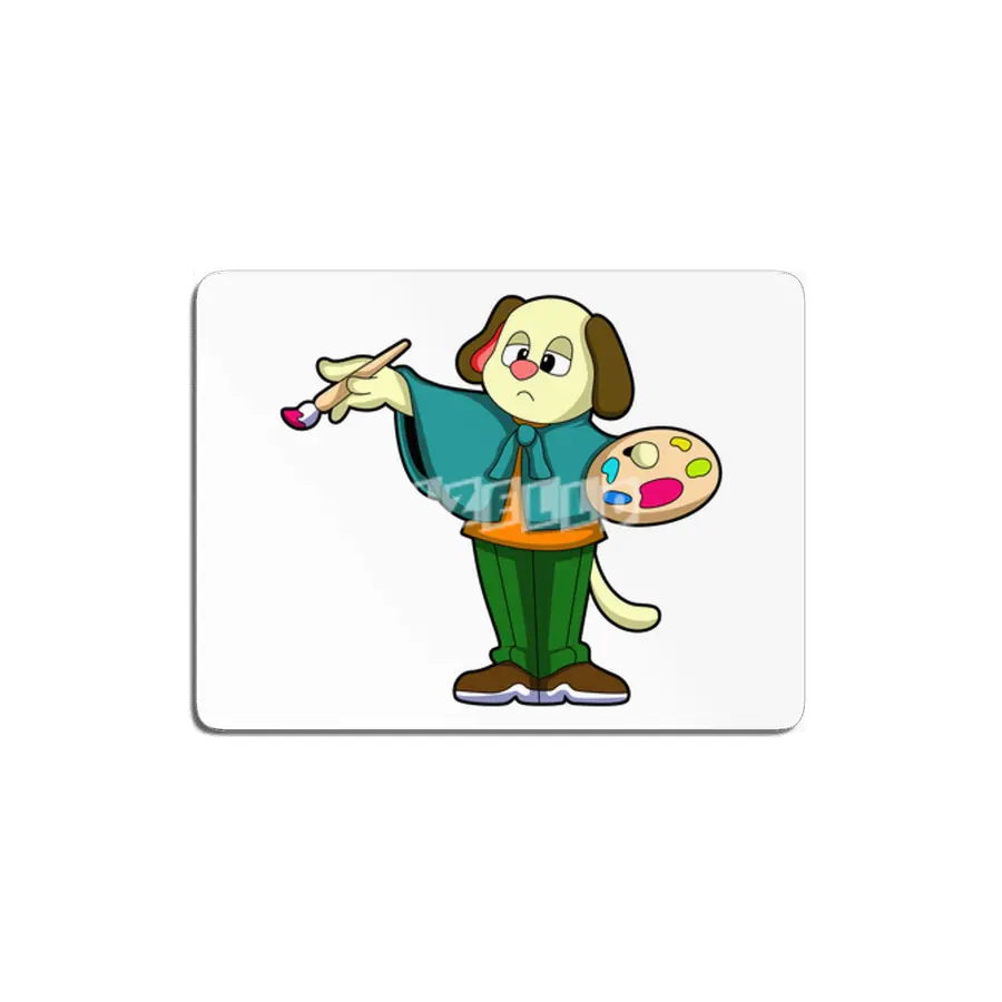 Dog as Painter with Brush & Paint MDF Tablo