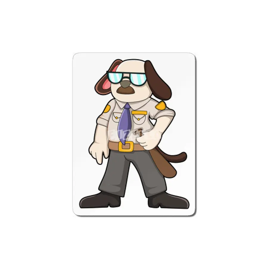 Dog as Police officer with Baton & Sunglasses MDF Tablo