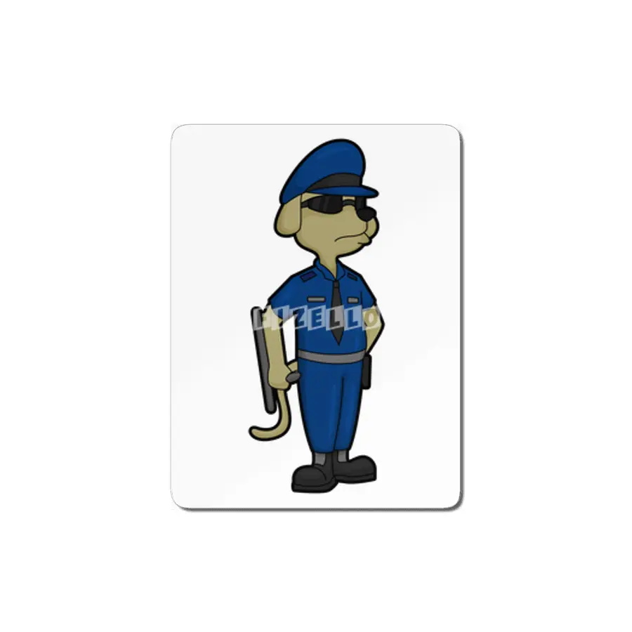 Dog as Police officer with Baton & Sunglasses MDF Tablo