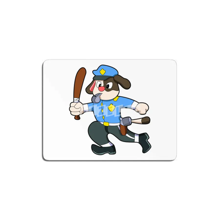 Dog as Police officer with Baton - Police MDF Tablo