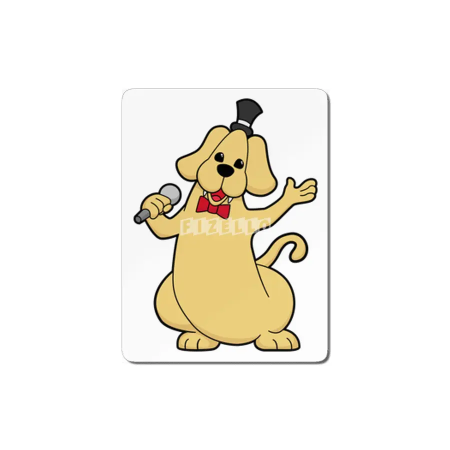 Dog as Singer with Microphone MDF Tablo