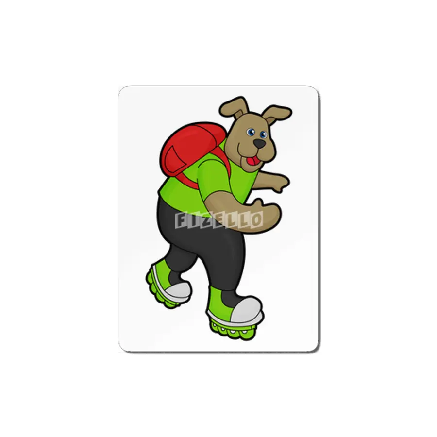 Dog as Skater with Inline skates & Backpack MDF Tablo