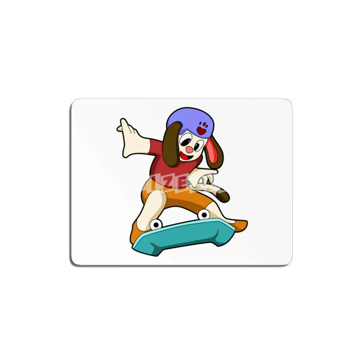 Dog as Skater with Skateboard MDF Tablo