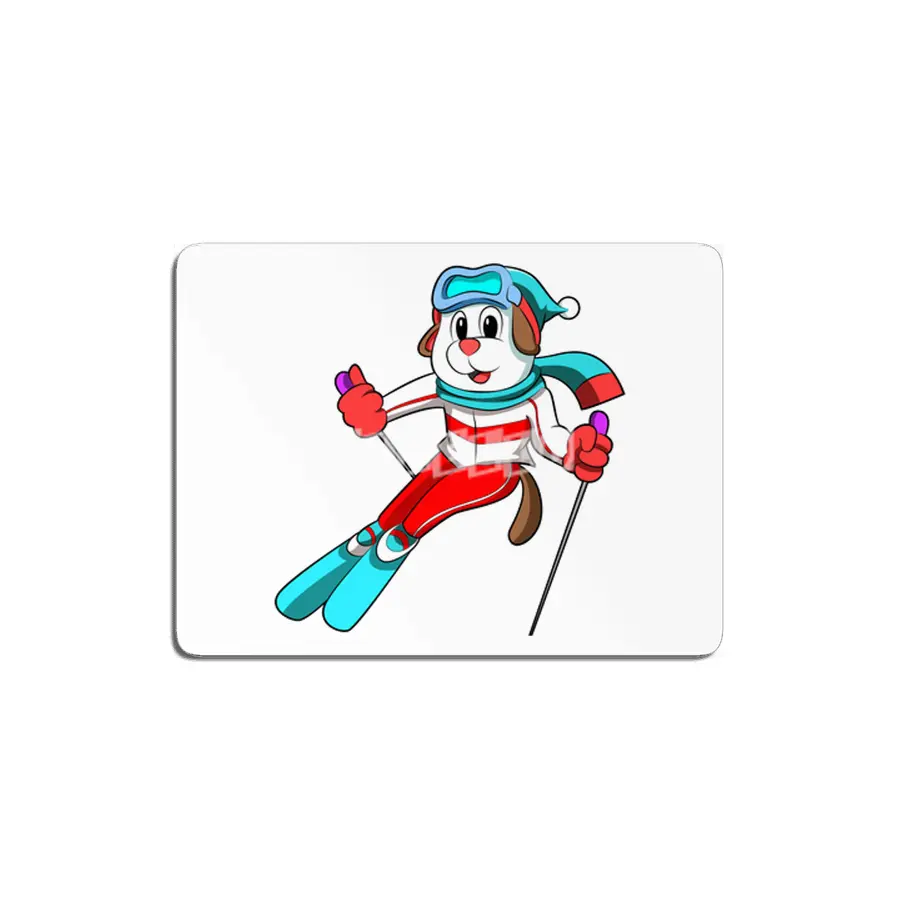 Dog as Skier with Skis MDF Tablo