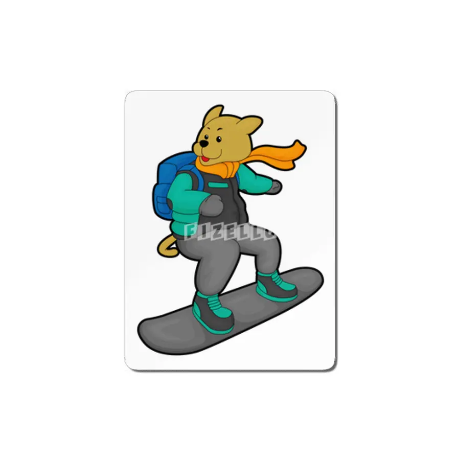 Dog as Snowboarder with Snowboard & Backpack MDF Tablo