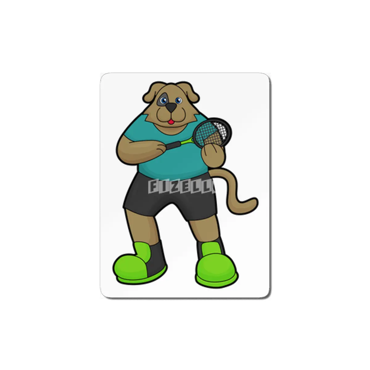 Dog as Tennis player with Tennis racket MDF Tablo