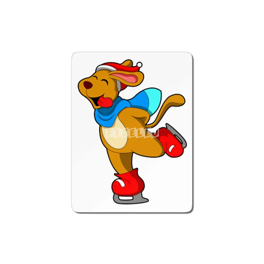 Dog at Ice skating with Ice skates MDF Tablo