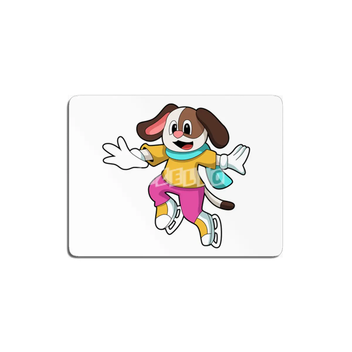 Dog at Ice skating with Ice skates MDF Tablo