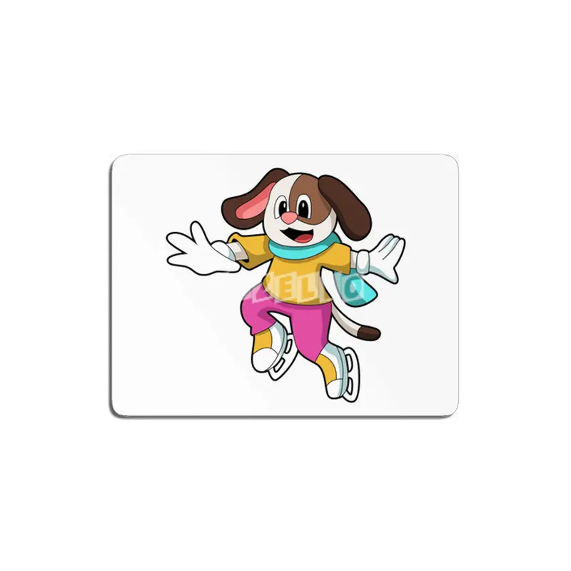 Dog at Ice skating with Ice skates MDF Tablo