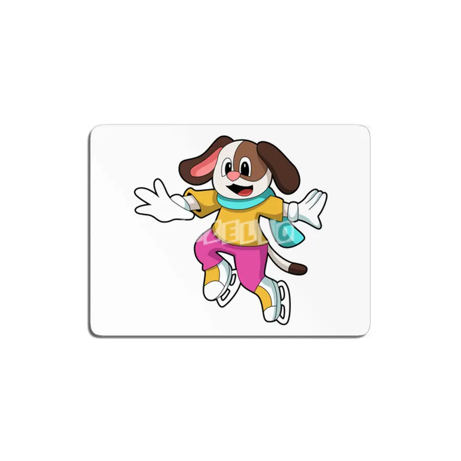 Dog at Ice skating with Ice skates MDF Tablo