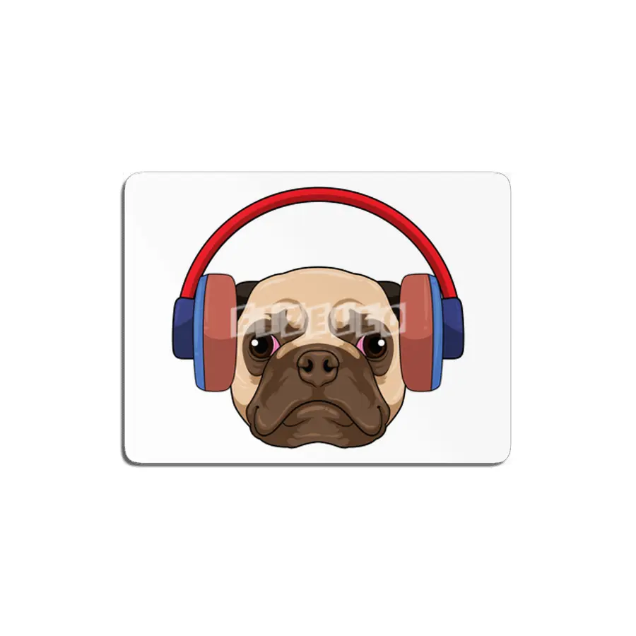Dog at Music with Headphone MDF Tablo