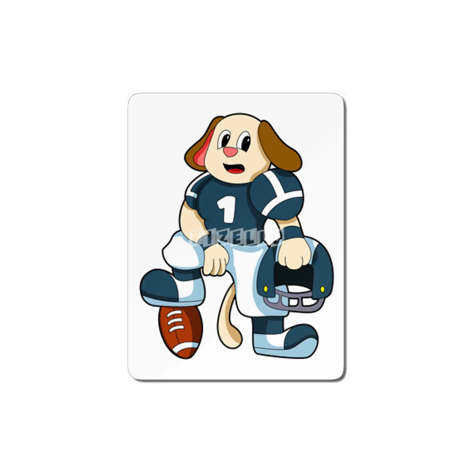 Dog at Sports with Football & Jersey MDF Tablo