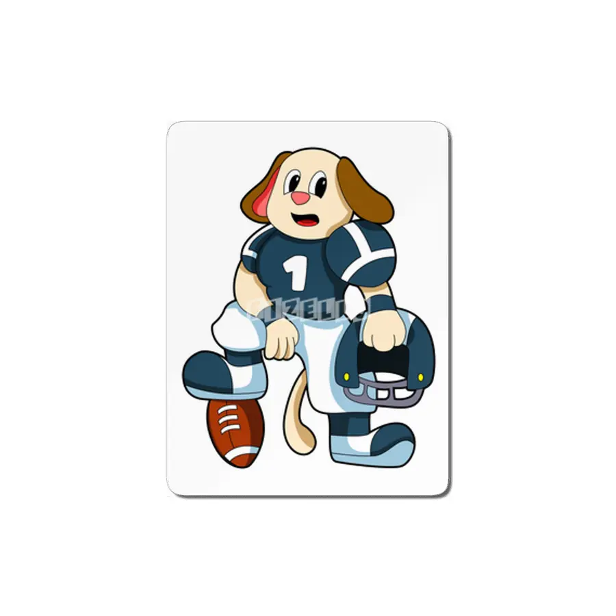 Dog at Sports with Football & Jersey MDF Tablo