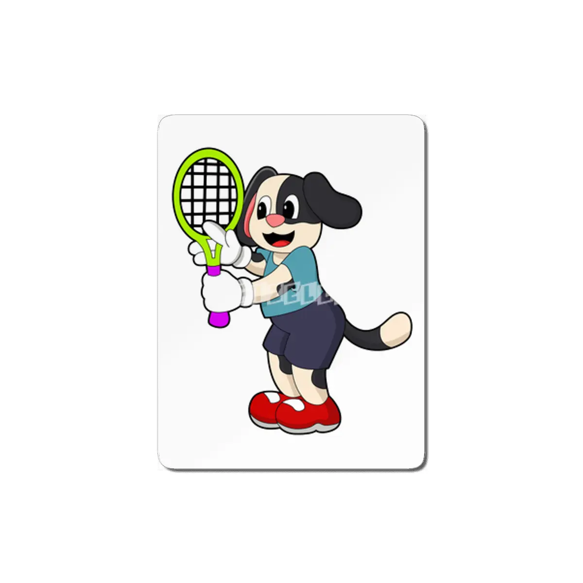 Dog at Tennis with Tennis racket MDF Tablo