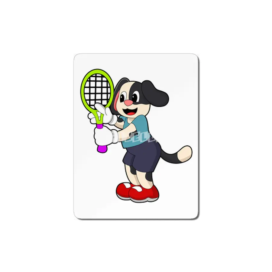 Dog at Tennis with Tennis racket MDF Tablo