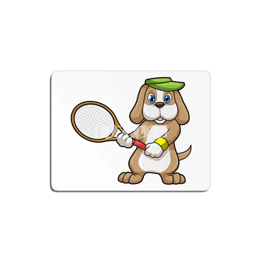 Dog at Tennis with Tennis racket & Cap MDF Tablo