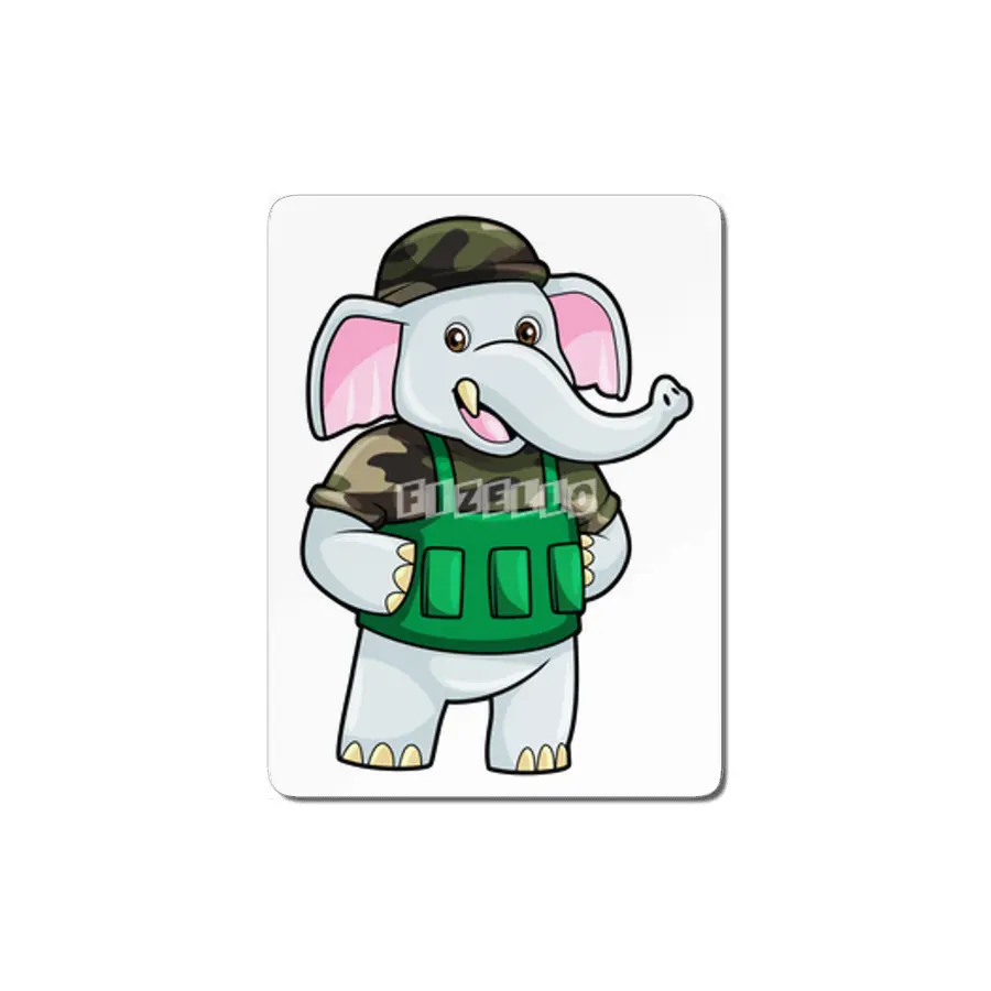 Elephant as Soldier with Uniform & Helmet MDF Tablo