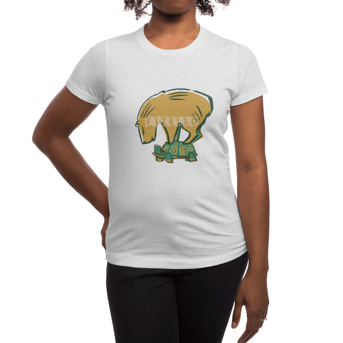 Capybara on a Tortoise Spor T-Shirt