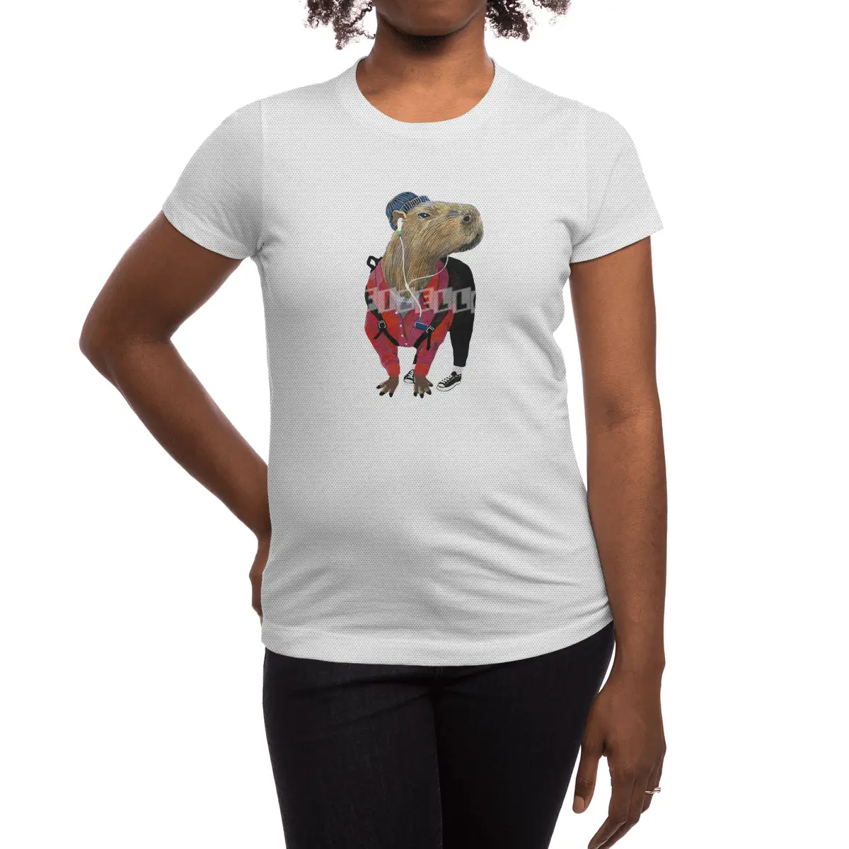Capybara listening to some music Spor T-Shirt
