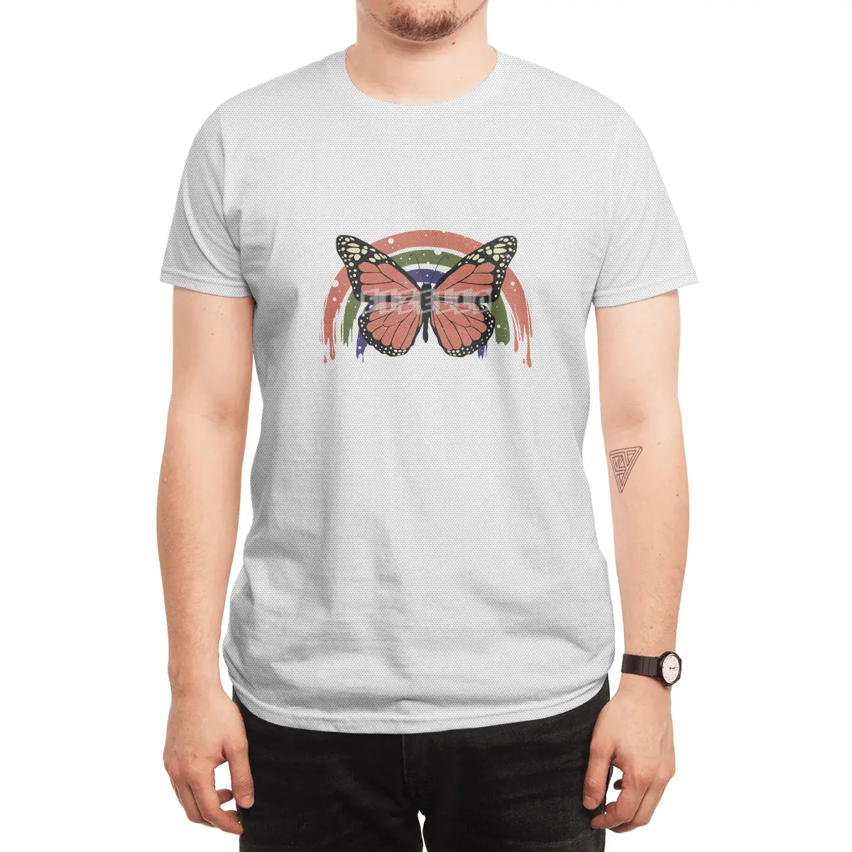 Butterfly Rainbow Drip Spor T-Shirt