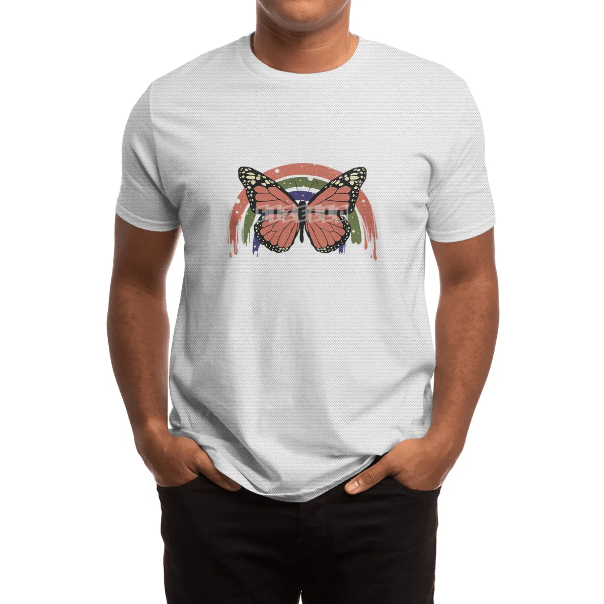 Butterfly Rainbow Drip Spor T-Shirt