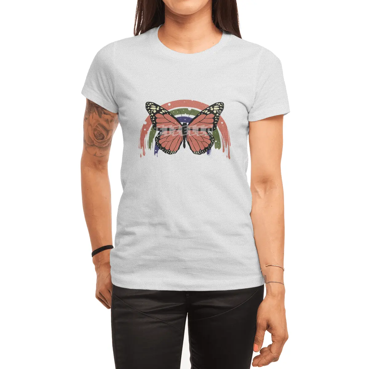 Butterfly Rainbow Drip Spor T-Shirt