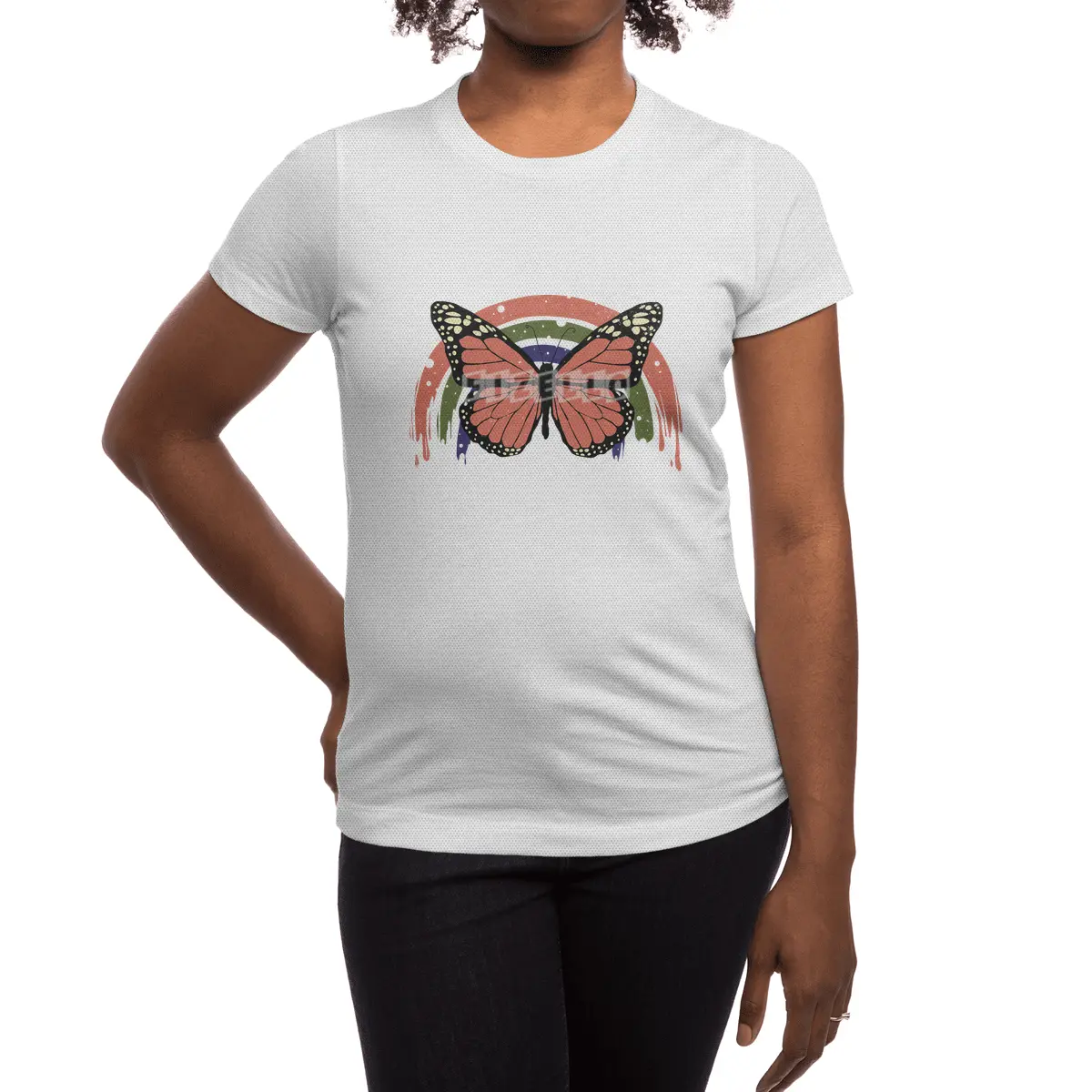 Butterfly Rainbow Drip Spor T-Shirt