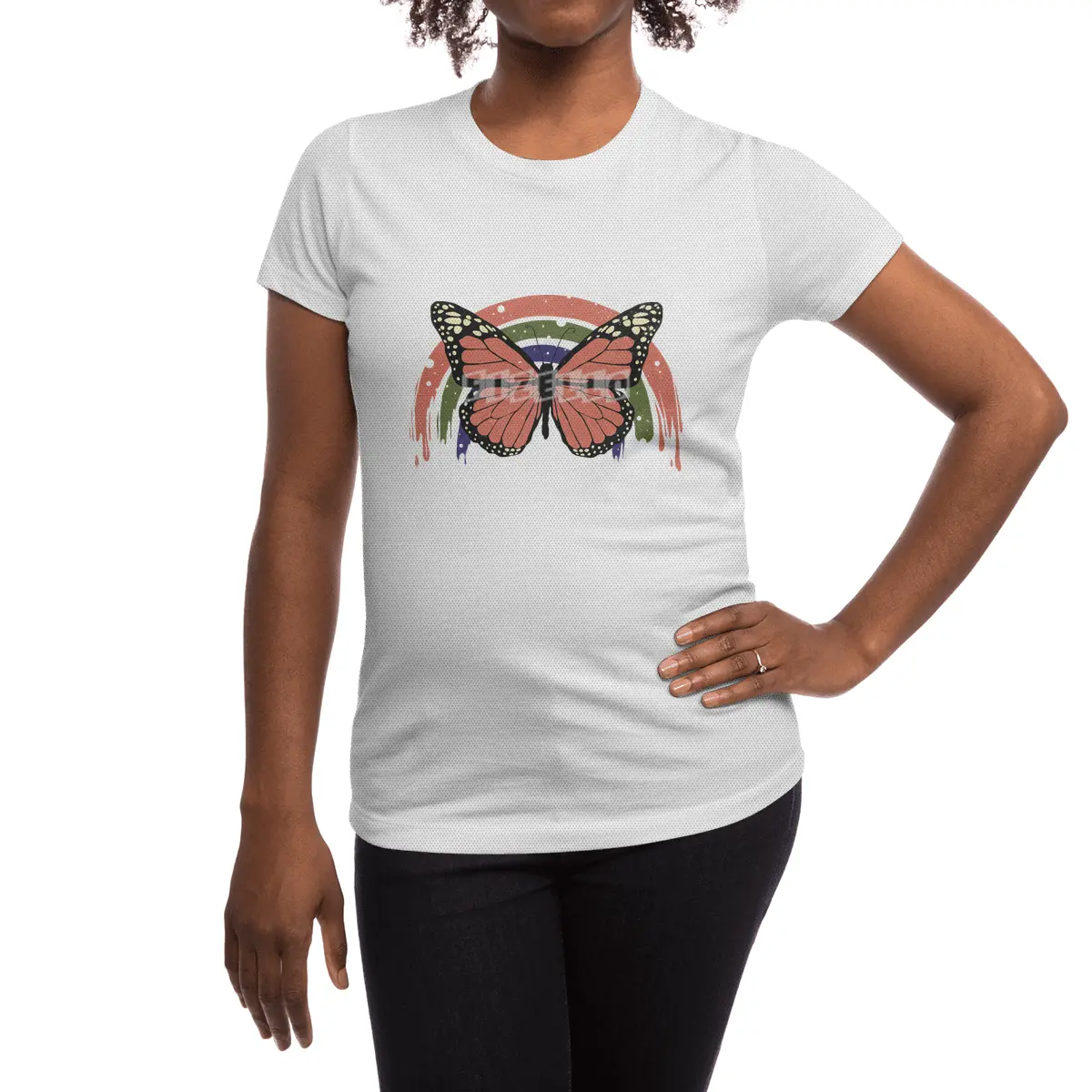 Butterfly Rainbow Drip Spor T-Shirt