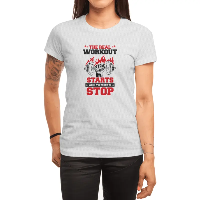 THE REAL WORKOUT STARTS WHEN Spor T-Shirt
