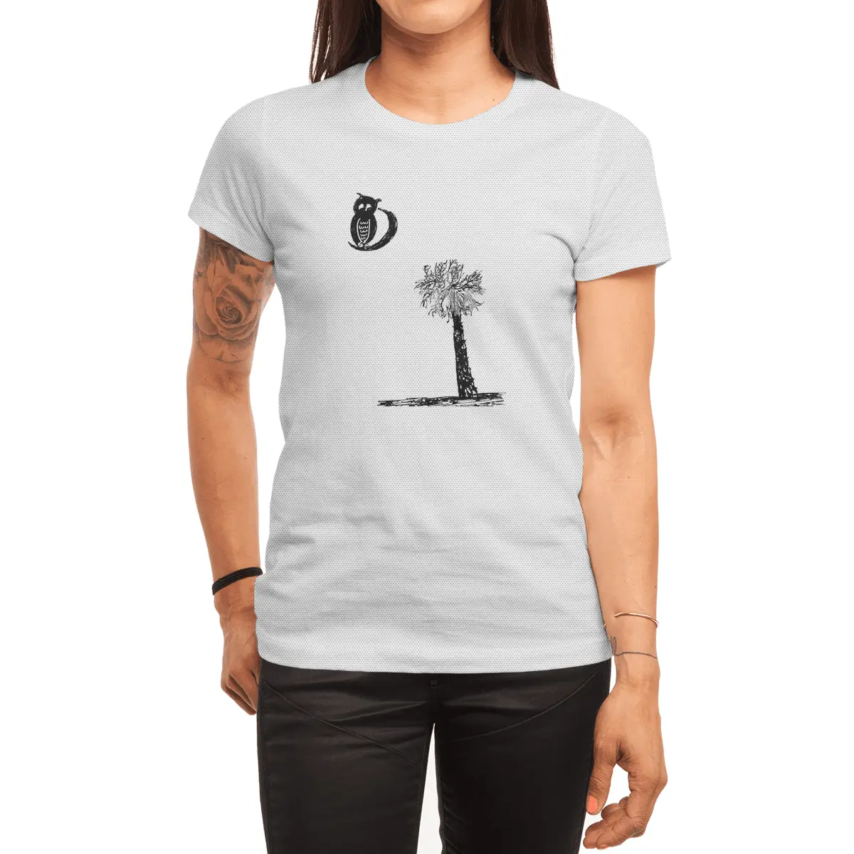 Owl on the Moon Spor T-Shirt