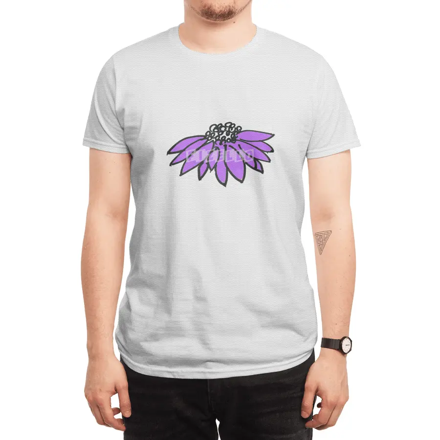 Purple Sketched Flower Spor T-Shirt