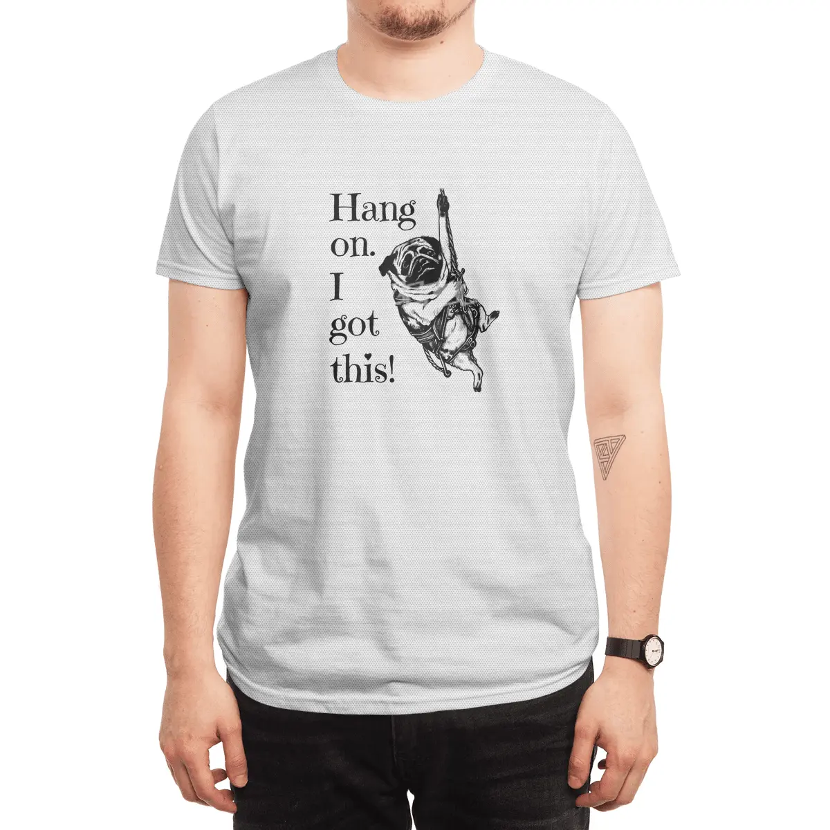 Hang on. I got this! Pug Rock Climbing Spor T-Shirt