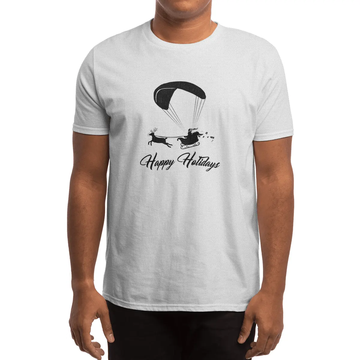 Happy Holidays - Paragliding Santa Spor T-Shirt