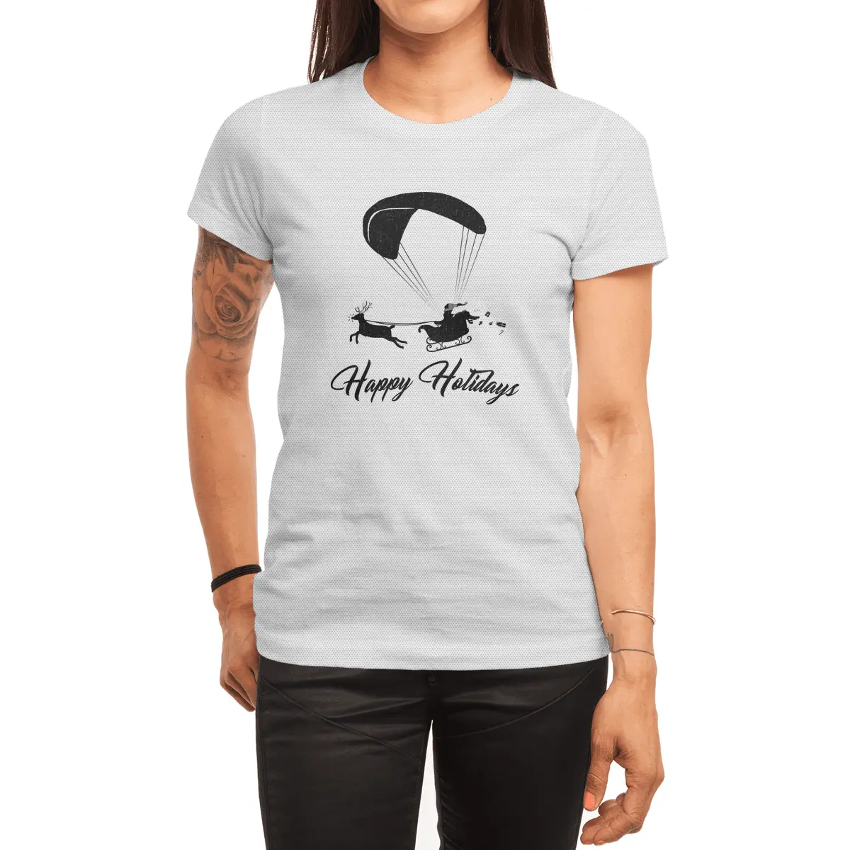 Happy Holidays - Paragliding Santa Spor T-Shirt