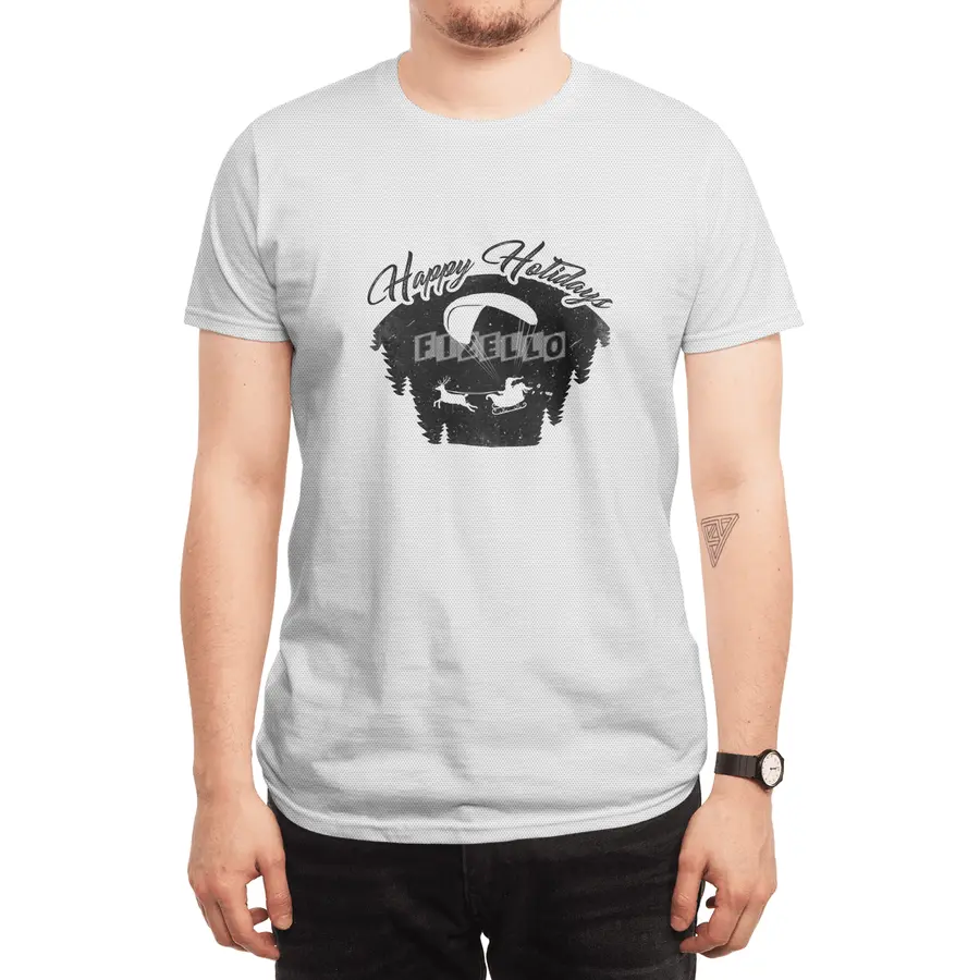 Happy Holidays - Paragliding Santa - Night Sky Spor T-Shirt