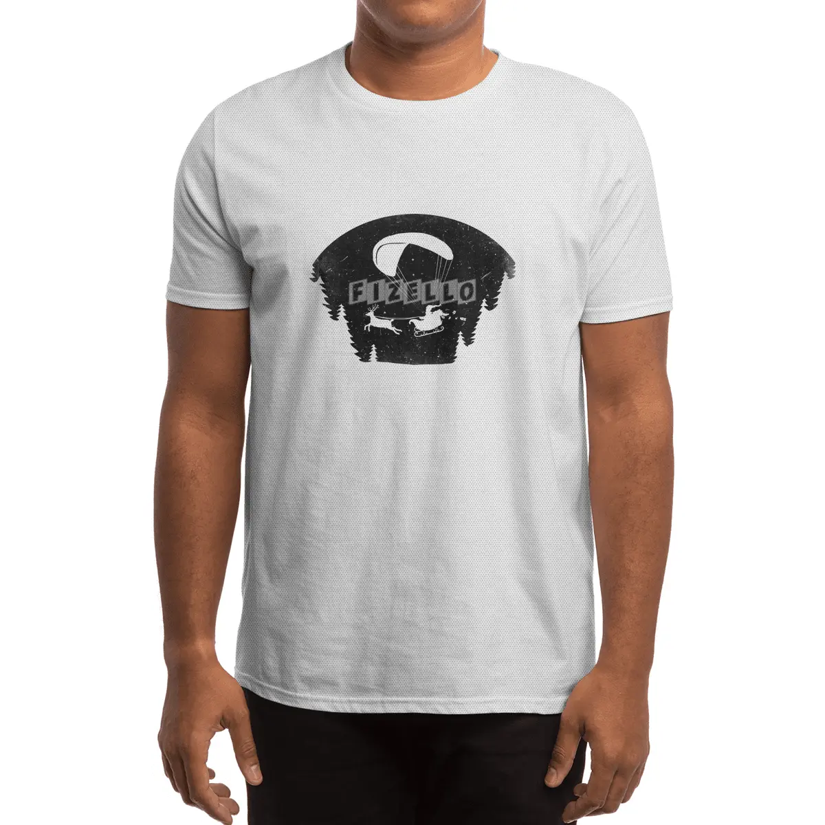 Happy Holidays - Paragliding Santa - Night Sky - Textless Spor T-Shirt
