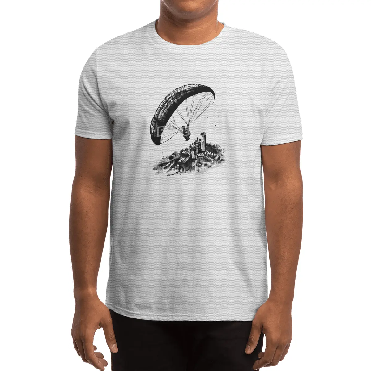 Spiraling above the Church - Paragliding Spor T-Shirt