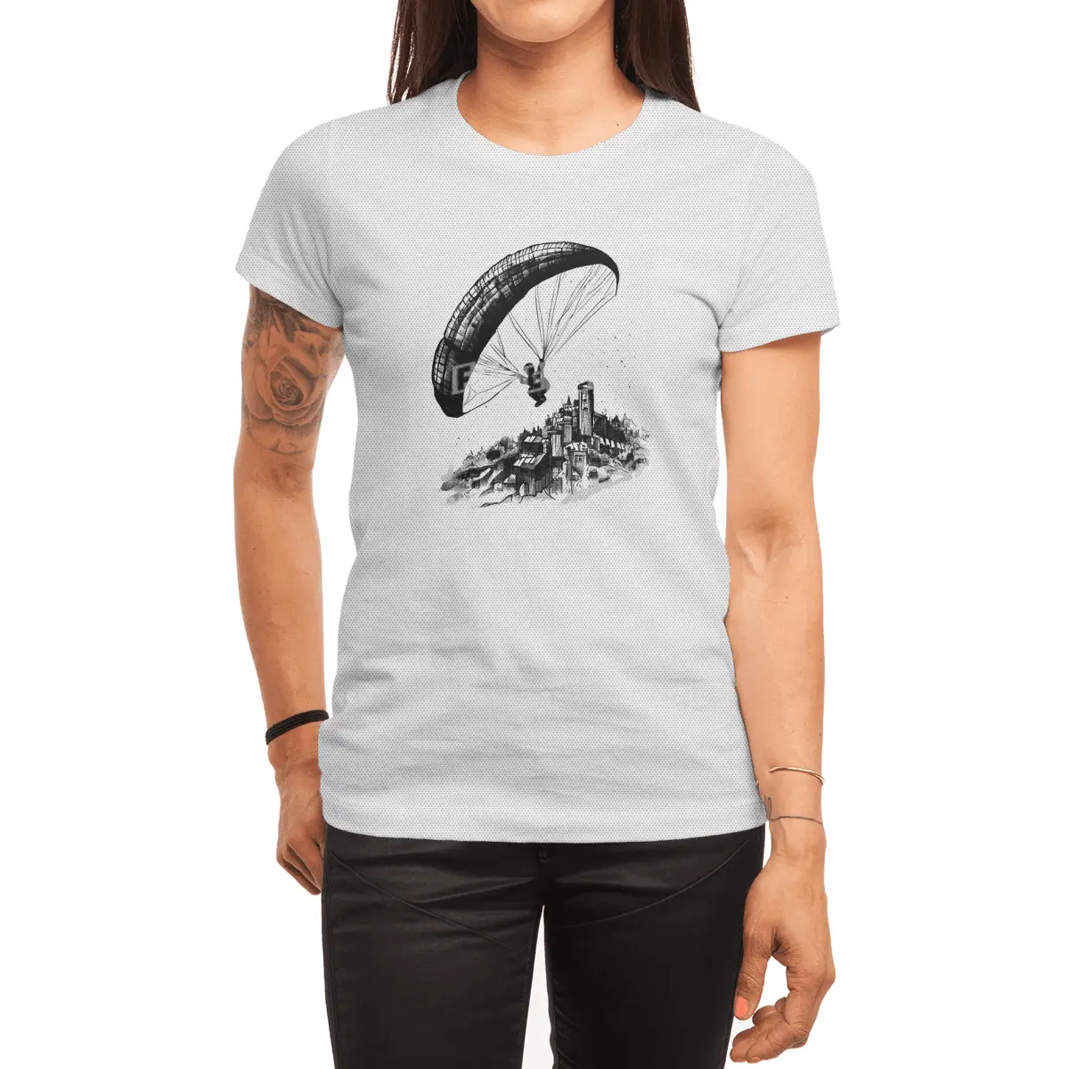 Spiraling above the Church - Paragliding Spor T-Shirt