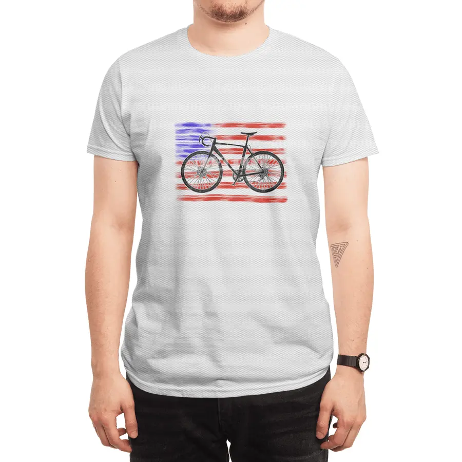 Cyclocross Bicycle American Flag Spor T-Shirt
