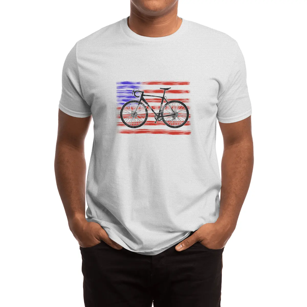Cyclocross Bicycle American Flag Spor T-Shirt