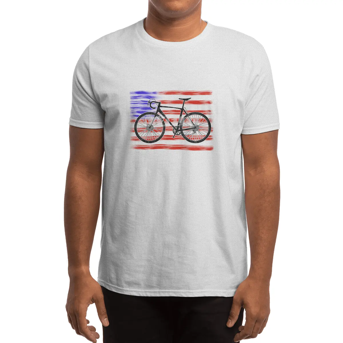 Cyclocross Bicycle American Flag Spor T-Shirt