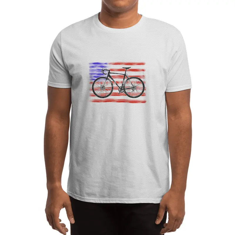 Cyclocross Bicycle American Flag Spor T-Shirt