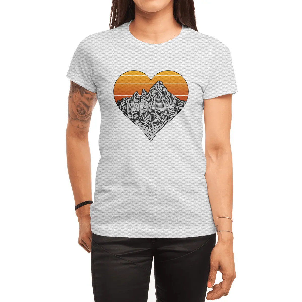 Mountain Sunset/Sky Spor T-Shirt
