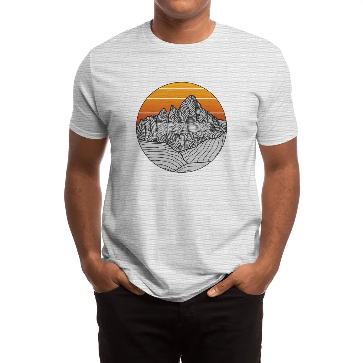 Mountain Sunset/Sky Spor T-Shirt